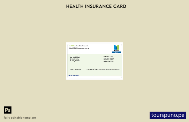 Plantilla de tarjeta de seguro médico de Nepal lista para imprimir